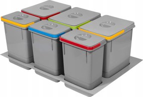 Rubio 800MM-ES IratrendezĆ KosĂĄr 3x15L+3x7L SzĂŒrke Amix UtĂĄntöltĆ TartĂĄlyok