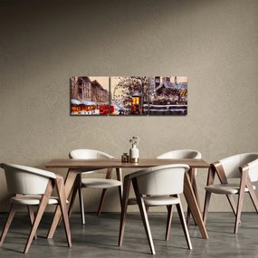 Kép - Egy téli város festménye (órával) (90x30 cm)