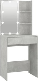 vidaXL betonszürke fésülködőasztal LED-del 60x40x140 cm
