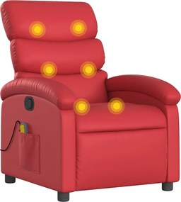 vidaXL piros műbőr dönthető masszázsfotel