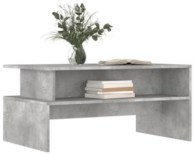 betonszürke szerelt fa dohányzóasztal 90 x 55 x 42,5 cm