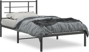 vidaXL fekete fém ágykeret fejtámlával 107 x 203 cm