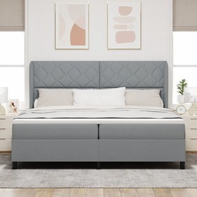 Boxspring Ágy Matraccal - Világosszürke, 200x200 cm Szövet