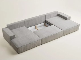 Szürkésbézs zsenília kinyitható-tárolóhelyes sarokkanapé (U alakú) Kyoto – Maison de Rêve