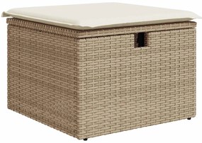 vidaXL Kanapé Szett párnával tárolóval Beige és krém polirattan