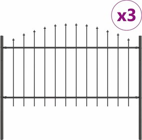 vidaXL Kerti Kerítés 3 pcs Szürke 170 x 140 cm Porszórt acél