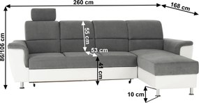 Kissarok, textilbőr fehér/szövet szürke, jobbos, SANTIAGO