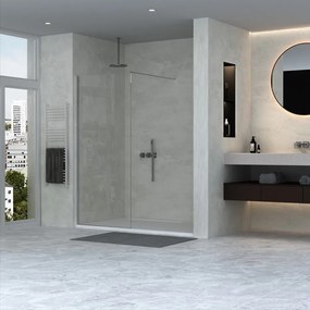 Erga Paris, Walk-In zuhany paraván 110x200 cm, 8 mm átlátszó üveg, króm profil, ERG-V02-PARIS-110x200-CL-CR