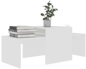 Fehér szerelt fa dohányzóasztal szett 100 x 48 x 40 cm