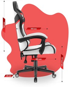 Gyerek gamer szék HC-1004 - fekete-fehér-piros