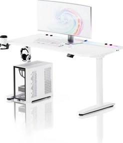 Elektromos RGB gamingasztal tartókkal, fehér, 140 cm: Diablo X-Forge 1400