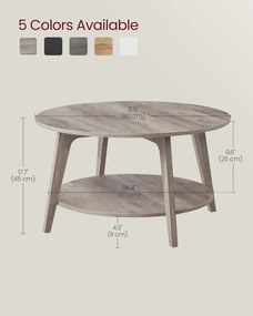 Songmics asztal kerek 80 x 80 x 45cm szürke árnyalatok