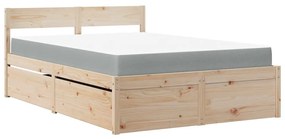tömör fenyőfa ágy fiókokkal és matraccal 140 x 190 cm