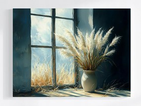 Poszter Ablak Dekoráció Fű Dekoratív Pampas Váza 100x75