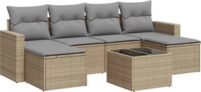 vidaXL 7 részes bézs polyrattan kerti ülőgarnitúra párnákkal