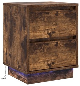 Éjjeli Szekrények LED lámpával 2 db Füstölt tölgy 39x34.5x50 cm