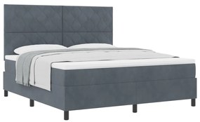 Boxspring Ágy Matraccal Sötétszürke Szuper Király Bársony