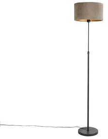 Állólámpa fekete, taupe bársony árnyékolóval, aranyozott, 35 cm - Parte