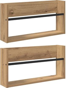 vidaXL Magazin állvány 2 pcs Artisan tölgy 60 x 12 x 30 cm Faanyag