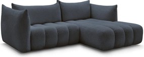 Sötétkék buklé sarokkanapé (jobb oldali-heverő résszel) Azra – Bobochic Paris