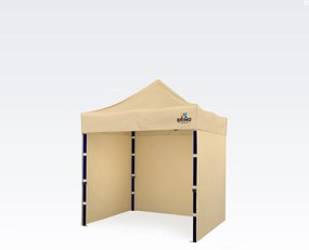 Párty sátor 2x2 m 3 fallal: ollós acél kerti pavilon - plusz 3 oldalfal - Bézs
