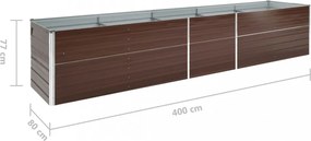 vidaXL barna horganyzott acél kerti magaságyás 400 x 80 x 77 cm