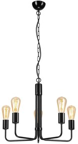Csillár láncon TIFFANY 5xE27/60W/230V fekete