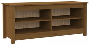 mézbarna tömör fenyőfa cipőtároló pad 110 x 38 x 45,5 cm