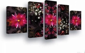 Vászonkép 170x100 Virágok absztrakt minták csillogás szikra sötét háttér elegancia