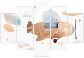 Kép - Akvarell elefánt egy repülőgépen (150x105 cm)