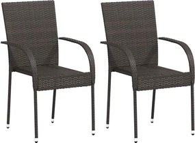 vidaXL 2 db barna polyrattan rakásolható kültéri szék