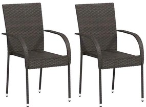vidaXL 2 db barna polyrattan rakásolható kültéri szék