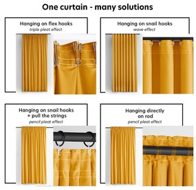 Mustársárga bársony dimout (részleges sötétítő) függöny 140x270 cm Velto – Filumi