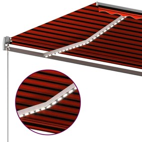 narancssárga-barna szélérzékelős és LED-es napellenző 400x300cm