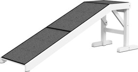 PawHut Fából készült Kutya Lépcső Pet Ramp csúszásmentes Szőnyeggel Kicsi, Közepes és Nagy Kutyáknak 152x40x50 cm Fehér és Szürke | Aosom