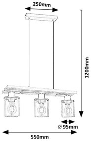 Rabalux 72083 - NIYLAH 3xE27/25W/230V függeszték kábellel