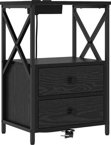 vidaXL Éjjeliszekrény fiókkal Fekete tölgy 40 x 31 x 60 cm Faanyag