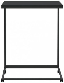 fekete szerelt fa kisasztal kerekekkel 55x35x70 cm
