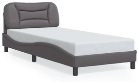 szürke műbőr ágykeret LED-világítással 90 x 200 cm
