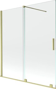 Mexen Velar, 2 szárnyas eltolható kádparaván 150 x 150 cm, 8mm átlátszó üveg, arany matt profil, 896-150-000-01-55