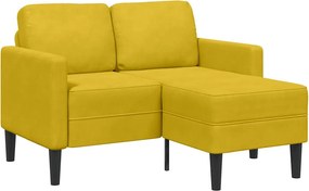 vidaXL sárga bársony 2 üléses kanapé L-alakú kanapéval 125 cm