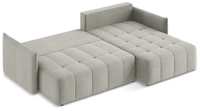 Világosszürke kinyitható-tárolóhelyes sarokkanapé (jobb oldali-heverő résszel) Moku – Makamii