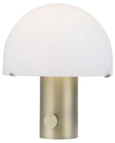 Sárgaréz dizájn asztali lámpa fehérrel és dimmerrel - Gomba