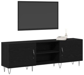 TV Szekrény Fekete Tölgy 150x30x50 cm Műanyag Fa