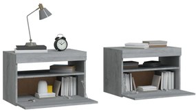 2 db szürke sonoma színű LED-es éjjeliszekrény 60x35x40 cm