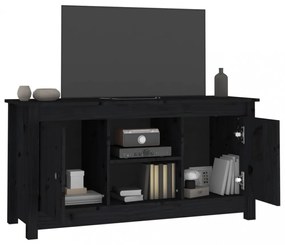fekete tömör fenyőfa TV-szekrény 103 x 36,5 x 52 cm