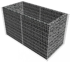 ezüstszínű acél gabion magaságyás 180 x 90 x 100 cm