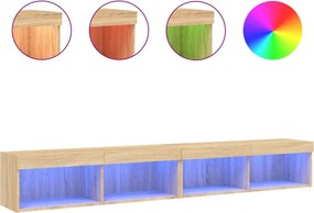 vidaXL 2 db sonoma tölgy színű TV-szekrény LED-ekkel 100x30x30 cm