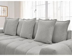 Világosszürke zsenília kinyitható-tárolóhelyes sarokkanapé (bal oldali-heverő résszel) Everest – Bobochic Paris