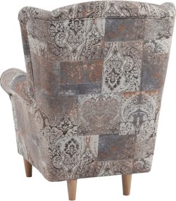 Füles fotel puffal, szövet vintage minta, ASTRID